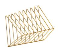 Homoyoyo Présentoir de Bureau en Métal Doré à 9 Compartiments, Étagère Triangulaire pour CD, Disques Vinyles et Livres, Organiseur Multifonction pour Documents et Journaux, Rangement