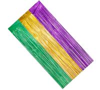 Homoyoyo Rideau à Franges de Fête 1m X 2m en Pet Léger Vert Jaune Violet, Décoration Fond Saint-Patrick et Mardi Gras, Accessoires Décoratifs pour Événements et Anniversaires