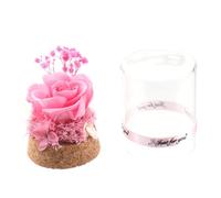Homoyoyo Rose Éternelle sous Cloche en Verre 6.5x6.5x9cm Décoration Maison Créative Cadeau Saint-Valentin Noël Élégant Cadeau Dôme De Fleurs Immortelles
