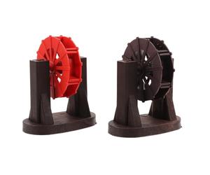 Homoyoyo Roue à Eau Décorative en Plastique pour Mini Jardin Paysager, Fontaine de Table, Roue Cascade Vivante, Support 2 Pièces pour Usage sur Bureau et Micro-paysages
