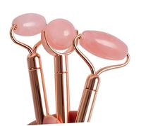 Homoyoyo Rouleau de Massage Visage Jade Naturel 3 Têtes Multifonction pour Soin du Visage, Cou et Dos, Outil Masseur Lisse, Usage Maison et Voyage