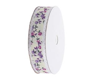 Homoyoyo Ruban D'emballage Présent en Dentelle 25 Mm, Motif Floral Champêtre, Violet, Rouleau de 18 M, Ruban Fin pour Décoration Gâteau, Loisirs Créatifs et Emballage Présent Élégant