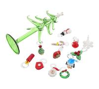 Homoyoyo Sapin de Noël Miniature en Cristal Décoration de Table Festive en Verre Transparent Figurine de Noël en Verre avec Pendentifs Bonhomme de Neige Ornement Élégant pour Bureau et