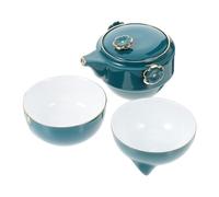 Homoyoyo Service à Thé Léger et Facile à Transporter Multifonction en Céramique Forme Chat Vert Set 3 Pièces Adorable et Maison Voyage