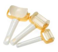 Homoyoyo Set 3 Pièces D'outils de Découpe de Pâte en Plastique Beige Emporte-pièces Ronds et Ondulés, Facile à Transporter Ranger Pâtisserie