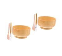 Homoyoyo Set Complet De Bols à Masque En Bois Et Silicone - Bols De Mélange Pour Soins Visage - Spatule En Silicone Et Bol à Boue Pour Masques De Beauté Et Soins Peau