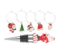 Homoyoyo Set de Bouchons de Bouteille de Vin Résine et Bouchon Étanche Réutilisable avec Charms de Noël Accessoires Décoratifs pour Bars et Usage Domestique