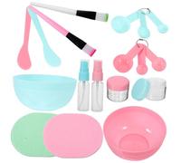 Homoyoyo Set de DIY Masque Visage avec Bol Pinceau Spatule et Cuillère Doseuse Kit Maquillage Lavable pour Soins Visage Outils Cosmétiques Roses et Verts Ensemble Complet pour Masque Facial