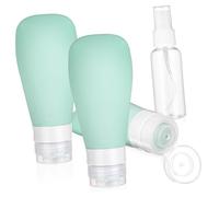 Homoyoyo Set de Flacons de Voyage Réutilisables Silicone Tubes Squeezables Verts et Vaporisateur PP Transparent Étanches et Faciles à Remplir pour Lotions Shampooings et Crèmes