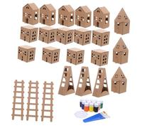 Homoyoyo Set de Mini Maisons Carton à Colorier Kit DIY de Mini Maison Papier pour Garçon Fille Modèle de Jeu Portable pour Créations Artistiques et Activités Familiales