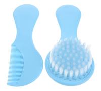 Homoyoyo Set Peigne et Brosse Garçon Fille Bleu Kit Soin Doux Sans Brosse Cradle Cap et Peigne Ergonomique Nés Shower