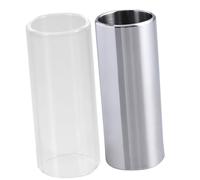Homoyoyo Slide de Guitare Lot de 2 Verre Transparent 70 Mm et Acier Inoxydable Argenté Slide Standard Bottleneck Moyen pour Guitare Électrique, Basse et Acoustique Accessoire Musical