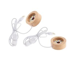 Homoyoyo Socle de Veilleuse LED en Bois 2 Pièces, Base Ronde 2cm, Khaki