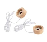 Homoyoyo Socle Lumineux LED en Bois D’hévéa 5 Cm X 2 Cm Éclairage à Lumière Chaude Usb, Support pour Boules de Cristal, Présentoir Décoratif Multifonction pour Lampe de Chevet - Lot de 2