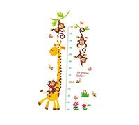 Homoyoyo Stickers Muraux Toise Croissance Garçon Fille Décor Girafe Singe Chambre Garçon Fille Pvc Écologique Facile à Poser Et Repositionner Sans Trace