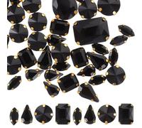 Homoyoyo Strass à Coudre Noir 50 Pièces Mix de Strass en Cristal à Griffes Dorées pour Décoration de Vêtements et Accessoires DIY Loisirs Créatifs Embellissement de Paquet et Robes
