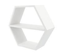 Homoyoyo Support de Rangement Mural Hexagonal Petite Taille en Bois Blanc Tablette, Étagère Murale de Rangement Polyvalente pour Pots de Fleurs et Articles Divers, Organisateur Mural