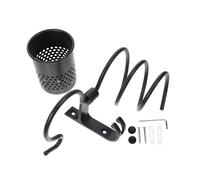 Homoyoyo Support De Sèche-cheveux Mural Multifonction En Aluminium Spatial Noir Avec Tasse Cylindrique De Stockage, Fixation Murale, Design En Spirale Pour Salle De Bain Et Organisation D’accessoires