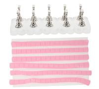 Homoyoyo Support Entraînement pour Ongles Acrylique Rectangulaire avec Base Mate Pions Argentés et Pastilles de Pâte Rose Présentoir Multifonction pour Pratique de Nail Art Salon Domicile