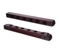 Homoyoyo Support Mural pour Queue de Billard en Bois 6 Trous, Porte-queues de Billard 2 Pièces Couleur Rouge Foncé, Accessoire de Rangement Salle de Loisirs
