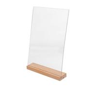 Homoyoyo Support Photo Acrylique Transparent avec Base Bois Solide Porte Menu et Porte Affiche Incliné Vertical Présentoir Table Stable pour Signalétique et Affichage Professionnel
