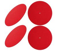 Homoyoyo Tapis Rond Antidérapant en Feutre de Laine Rouge 12 Pouces pour Tourne-Disque Vinyle, Lot de 4 Pièces, Tapis Décoratif Vintage Salon, Chambre et Studio de Musique