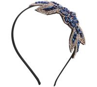 Homoyoyo -tête vintage en perles, bandeau de mariée bleu, accessoire capillaire pour un mariage des années 1920, bandeaux turquoise pour femmes, décorations capillaires bleu royal
