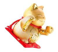 Homoyoyo Tirelire Chat Chanceux Céramique Dorée Statue Maneki Neko pour Bureau et Maison Décoration Feng Shui Favorisant la Fortune Tirelire Créative Multifonction pour Billets