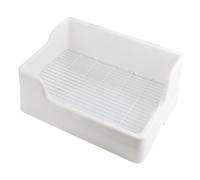 Homoyoyo Toilette pour Lapin et Cochon d'Inde en Plastique Blanc, Bac à Litière Réutilisable Grille Adaptée, Design Séparé pour Cage, pour Cage de Petits Animaux