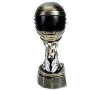 Homoyoyo Trophée de Course de Moto en Résine Finition Cuivre Antique, Modèle Casque de Compétition Décoratif, Trophée Récompense pour Cérémonie Sportive et Collection Sportive