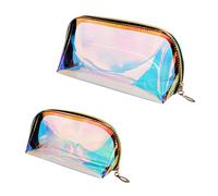 Homoyoyo Trousse De Maquillage Holographique en TPU Étanche 2 Pièces Petite Et Grosse Organisateur De Voyage pour Cosmétiques Paquet De Toilette Portable