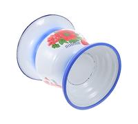 Homoyoyo Urinoir Vintage Émail Bleu avec Pied Haut et Anneau Antidérapant Pot Robuste pour Chambre et Salle de Bain Surface Facile à Nettoyer Compact