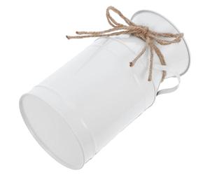 Homoyoyo Vase en Fer Blanc Vintage 1 Seau à Fleurs Séchées Style Rustique Corde en Chanvre, Grand Pot Décoratif pour Composition de Fleur D’intérieur, Jardin, Bureau et Maison