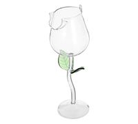 Homoyoyo Verre à Vin 400ml Motif Rose en Verre Transparent Feuille Verte, Coupe à Vin Décorative Haute Tige pour Cocktails, Maison, Restaurant et Fête