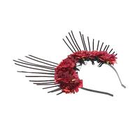 Homoyoyo Vintage Mary Headband Femme avec Fleurs Noir Accessoire de Cheveux Halo Rétro pour Fête Mariage Cosplay et Photographie