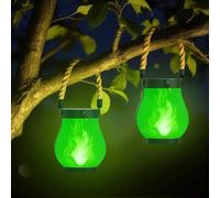Hompavo Gen2 Lanternes solaires d'extérieur étanches avec flamme vacillante réaliste, double charge (USB/solaire) et 2 modes - Lampes décoratives à suspendre/de table pour terrasse, jardin, porche