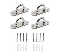 HOMPER 4 pièces Plaque à œillets rectangulaire et mousquetons en Acier Inoxydable 304 Plaque à Oeillet Durable pour Bateau Plafond Mural Balançoire Hamac Marine