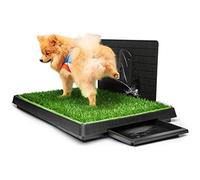 Hompet Tapis d'herbe pour Chien avec Plateau Grand, Tapis d'apprentissage de la propreté avec cloison d'urine, Patch de Gazon Artificiel pour Une Utilisation en intérieur et en extérieur