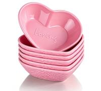 HOMQUEN Assiettes à Dip 90ml, Lot de 6 Coupelles en Plastique Résistant en Forme de Cœur Rose, Parfait Pour Sauce Soja, Condiments, Sushi, Ketchup, Accompagnements et Fêtes BBQ.