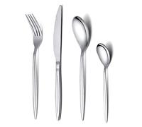 HOMQUEN Couverts à Couverts en Argent, 24 Pièces, Ustensiles en Acier Inoxydable, Ensemble de Service pour 6, Fini miroir, Va au Lave-Vaisselle (Argent)