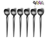 HOMQUEN Cuillères à Café Noir Mat, 6 Pcs de 6,6 Pouces en Acier Inoxydable pour Maison, Cuisine ou Restaurant