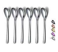 HOMQUEN Demitasse Espresso Cuillères, 5,5 Pouces Mini Cuillères à Café, Petites Cuillères en Acier Inoxydable, Cuillères à Café pour Desserts, Lot de 6, Passe au Lave-Vaisselle (Argent)