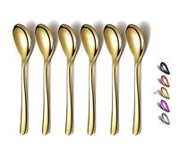 HOMQUEN Doré Demitasse Espresso Cuillères, 5,5 Pouces Mini Cuillères à Café, Petites Cuillères en Acier Inoxydable, Cuillères à Café pour Desserts, Lot de 6, Passe au Lave-Vaisselle