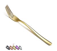 HOMQUEN Fourchettes de Table Dorées 6 Pièces en Acier Inoxydable 8 Pouces Ensemble de Couverts Fourchettes à Dessert Fourchettes de Table Fourchettes à Salade Pour la Maison.