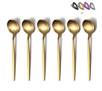 HOMQUEN Lot de 6 Cuillères à Café en or Mat, 6,6 Pouces, Petites Cuillères en Acier Inoxydable, Cuillères à Café Pour la Maison, la Cuisine ou le Restaurant (Or Mat-6,6 Pouces)