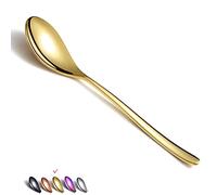 HOMQUEN Lot de 6 Cuillères à Soupe Dorées 8,1 Pouces en Acier Inoxydable Cuillère à Soupe Cuillère à Dessert Cuillères Couverts Pour la Maison, la Cuisine ou le Restaurant.