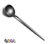 HOMQUEN Lot de 6 Cuillères en Acier Inoxydable 8,1 Pouces Noir Mat Cuillères à Dessert Couverts Pour la Maison, la Cuisine ou Le Restaurant Passe au Lave-Vaisselle