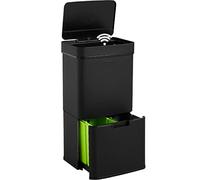 Homra Poubelle Automatique 72L Nexo | Bac à Ordures de Cuisine Inox | Système de Tri des Déchets | En Acier Inoxydable | 4 Compartiments | Poubelle de Recyclage | Couvercle Softclose | Noir