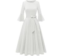 Homrain Blanc église Robes pour Les Femmes 2024 Robes Blanches pour Les Femmes Robe Modeste pour l’église Robes Formelles pour Les Femmes soirée soirée Blanc 2XL