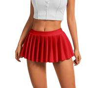 HomRain Mini jupe plissée pour femme - Couleur unie - Taille élastique - Sexy - Super courte - Pour fête de club d'anime